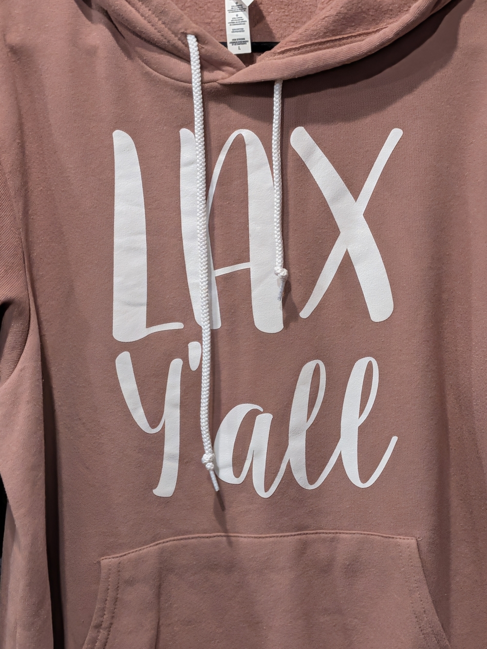 Bella Canvas Mauve Hoodie with White 'LAX Y'all' Graphic